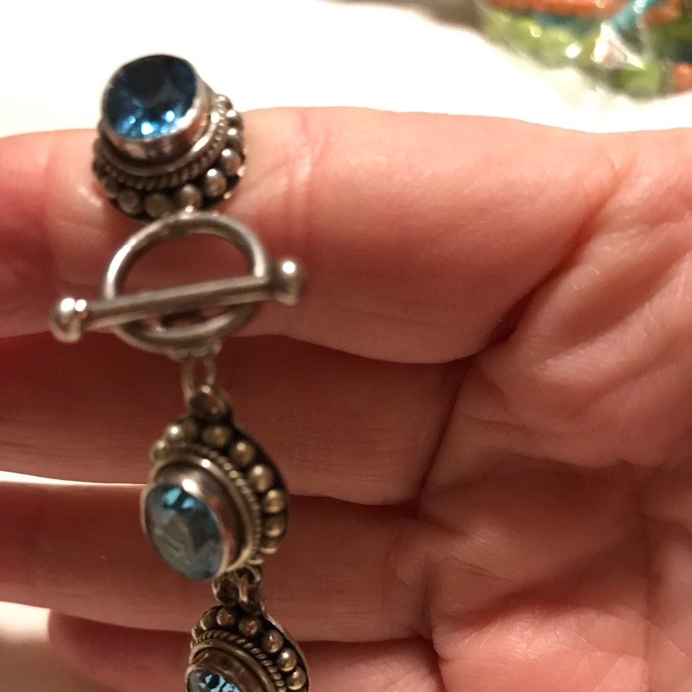 925 Sterling silver with blue stones bracelet $25